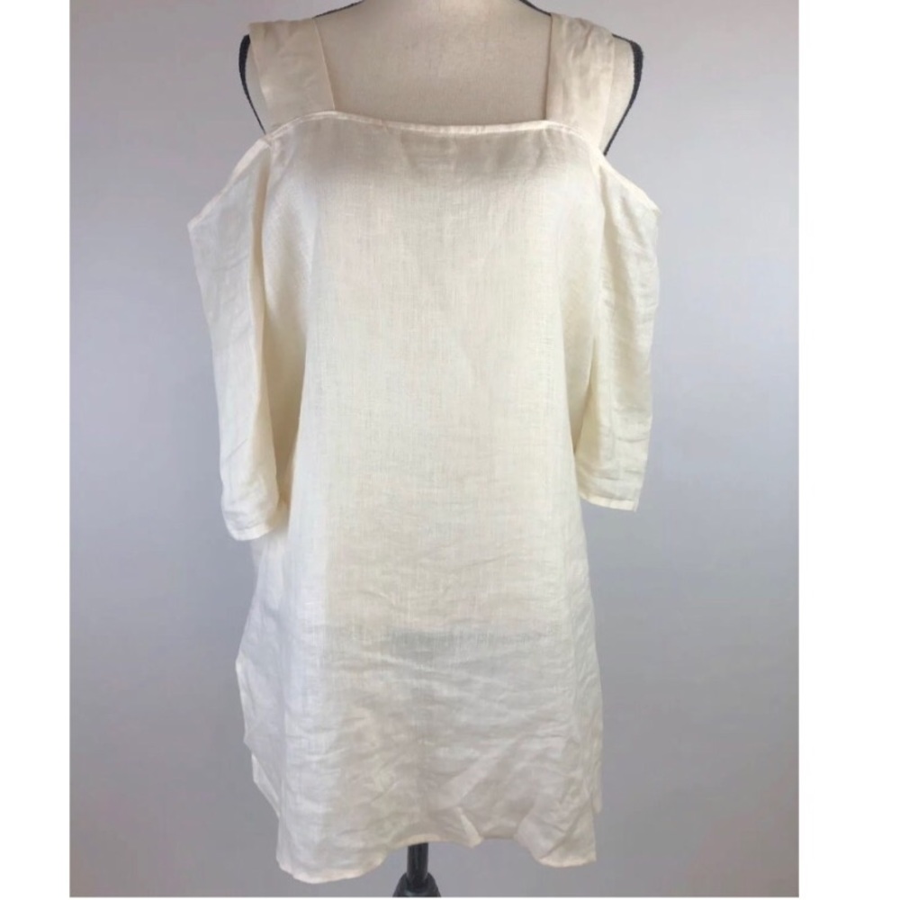 Uterque Linen cream beige Off Shoulder Tunic